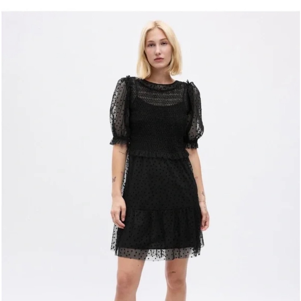 Gap tulle puff sleeve dress